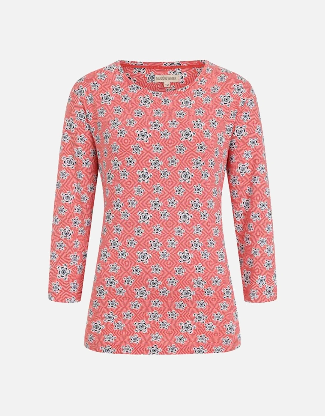 Mudd & Water Women's Fern Top Geo Print Hot Coral, 3 of 2