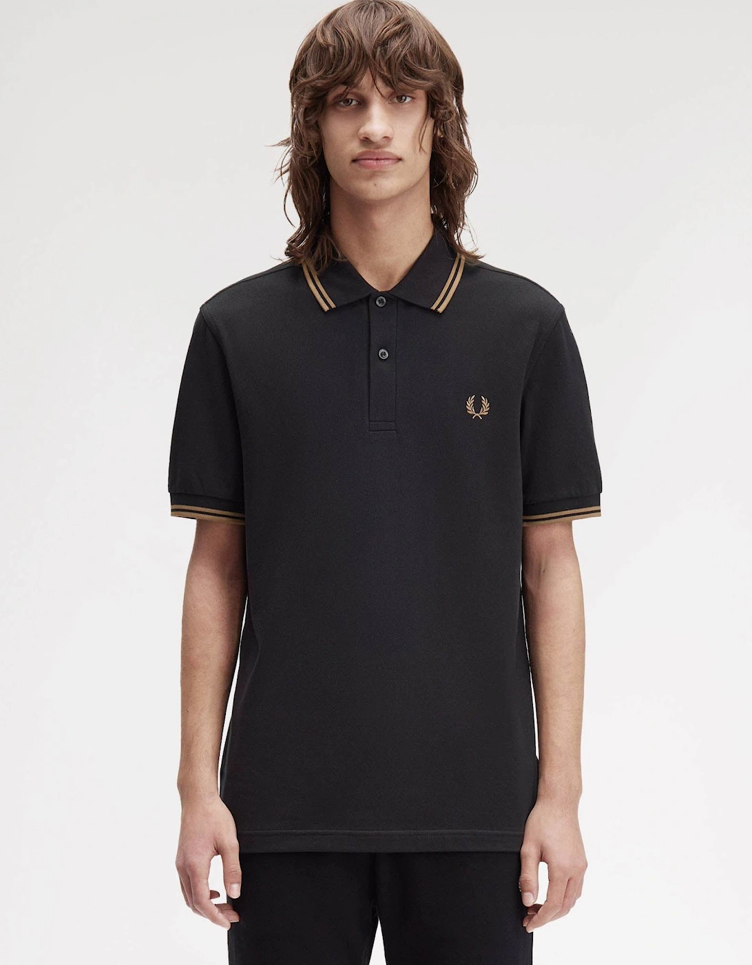 Mens Twin Tipped Signature Polo Shirt - Black/Shaded Stone/Shaded Stone S77, 2 of 1