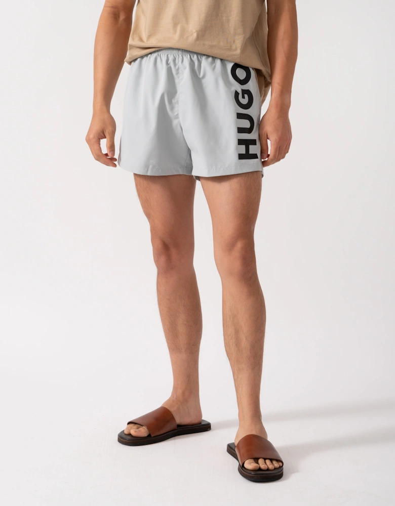 HUGO ABAS Mens Logo-Print Swim Shorts in Quick-Dry Fabric