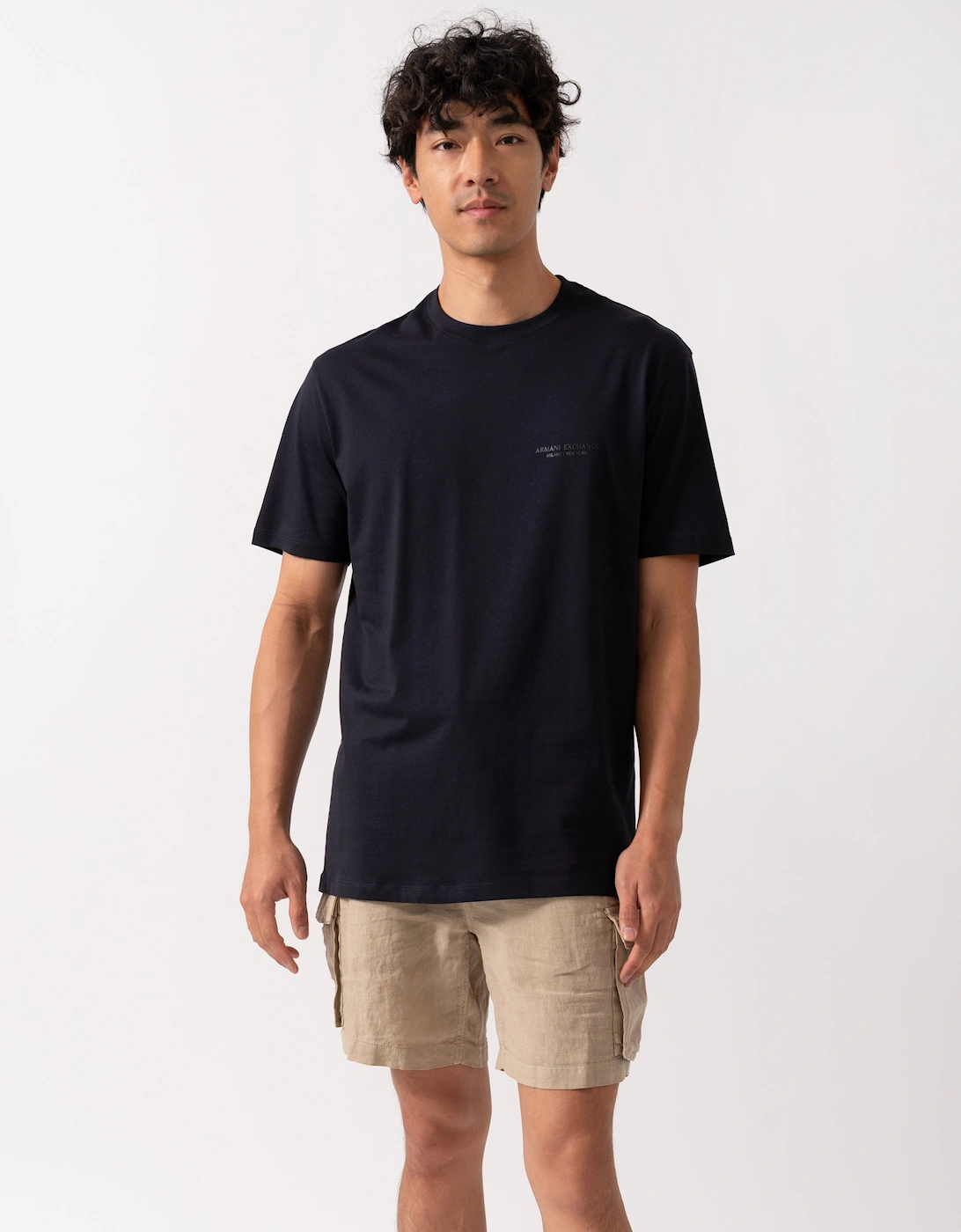 Armani Exchange Men's Black T-Shirt With Milano/New York Logo - Deep Navy Ub101  42 Xl