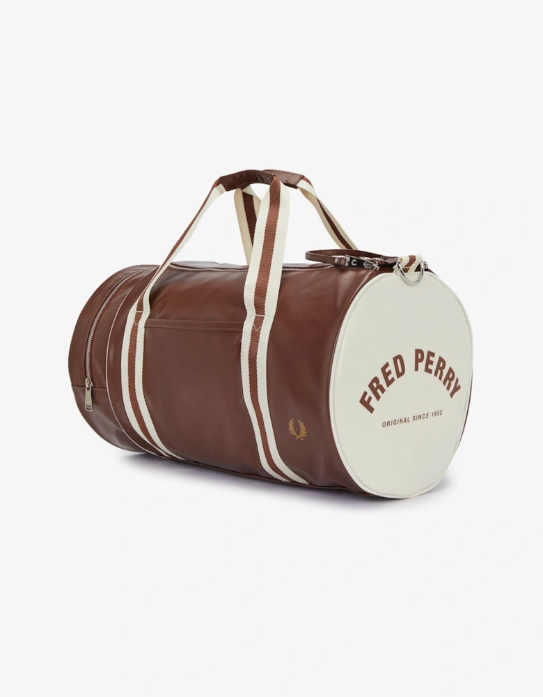 Recycled Polyester Classic Barrel Bag - Tan/Ecru J89