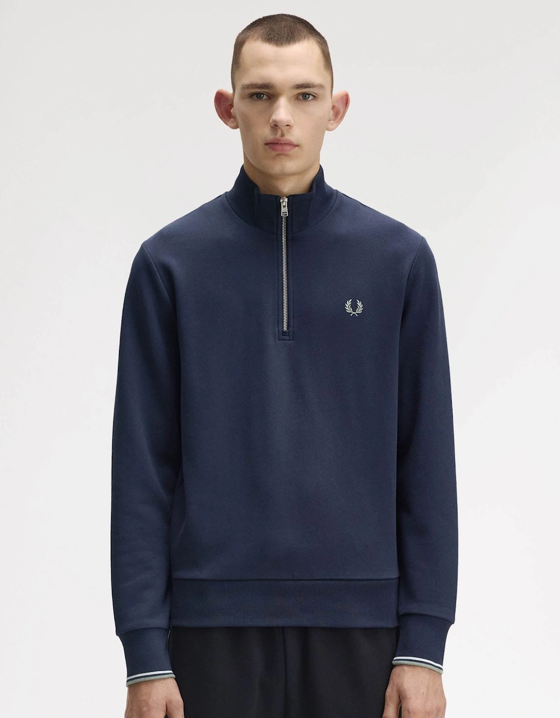 Mens Half Zip Sweatshirt - Dark Airforce/Light Ice/Bayleaf Z47, 2 of 1