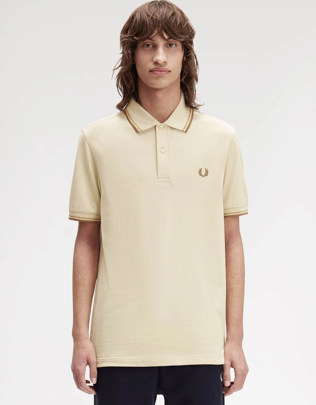 Mens Twin Tipped Signature Polo Shirt - Oatmeal/Warm Stone/Shaded Stone Z53, 2 of 1