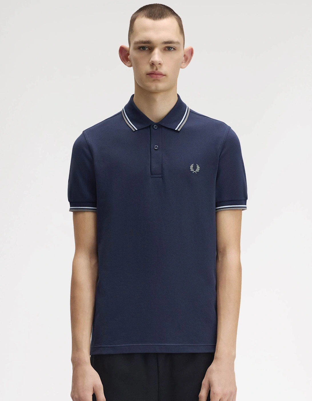 Mens Twin Tipped Signature Polo Shirt - Dark Airforce/Light Ice/Bayleaf Z47, 2 of 1