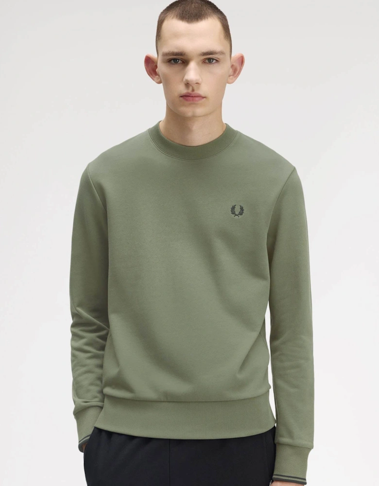 Mens Crew Neck Sweatshirt - Laurel Wreath Green/Black/Black Z50