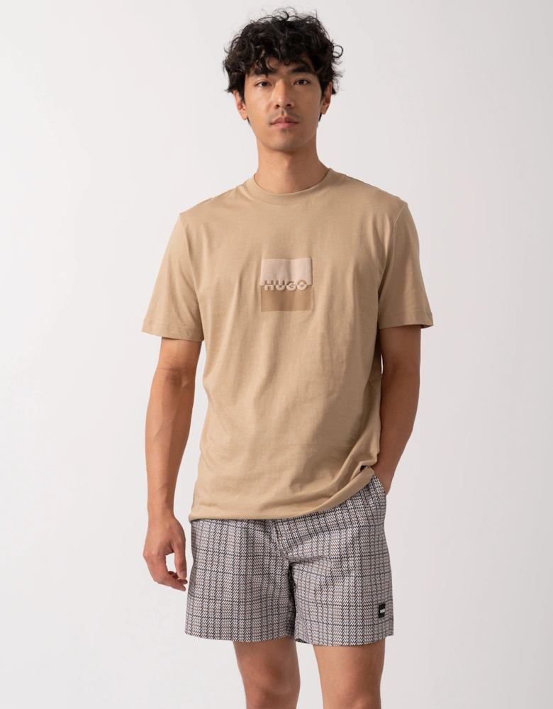 HUGO Dusplit Mens Logo Print T-Shirt - Medium Beige 269