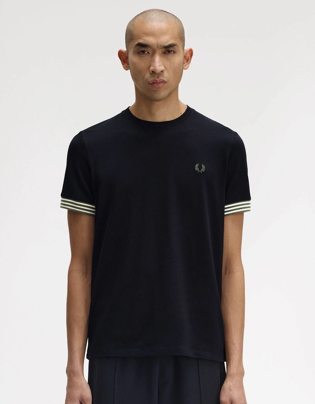 Mens Striped Cuff T-Shirt - Black 184, 2 of 1