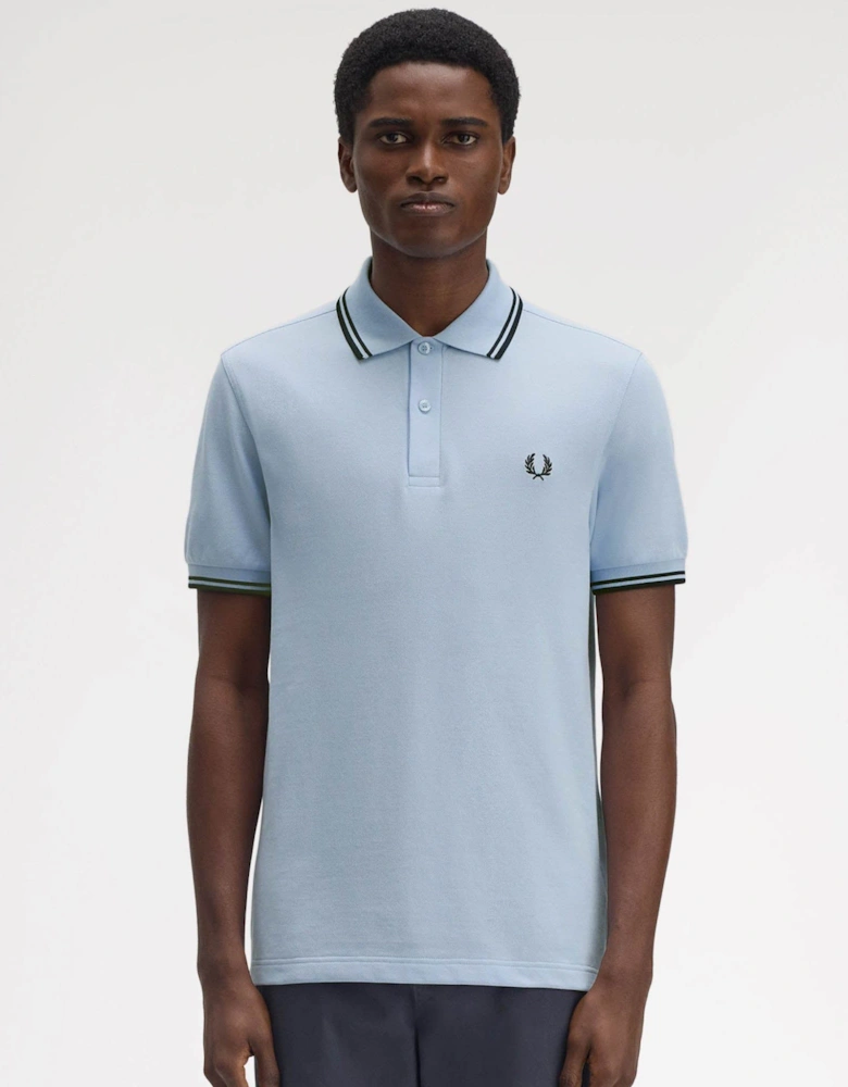 Mens Twin Tipped Signature Polo Shirt - Light Smoke/Navy/Navy Y69