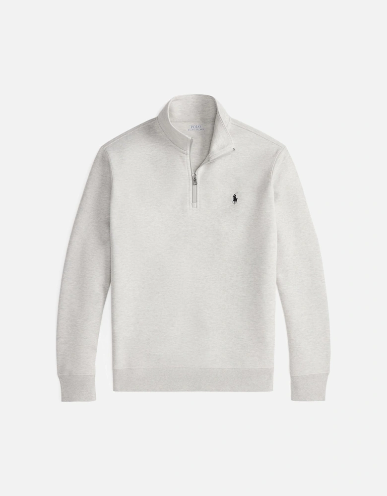 Ralph Lauren Double-Knit Quarter-Zip Pullover - Heather Grey