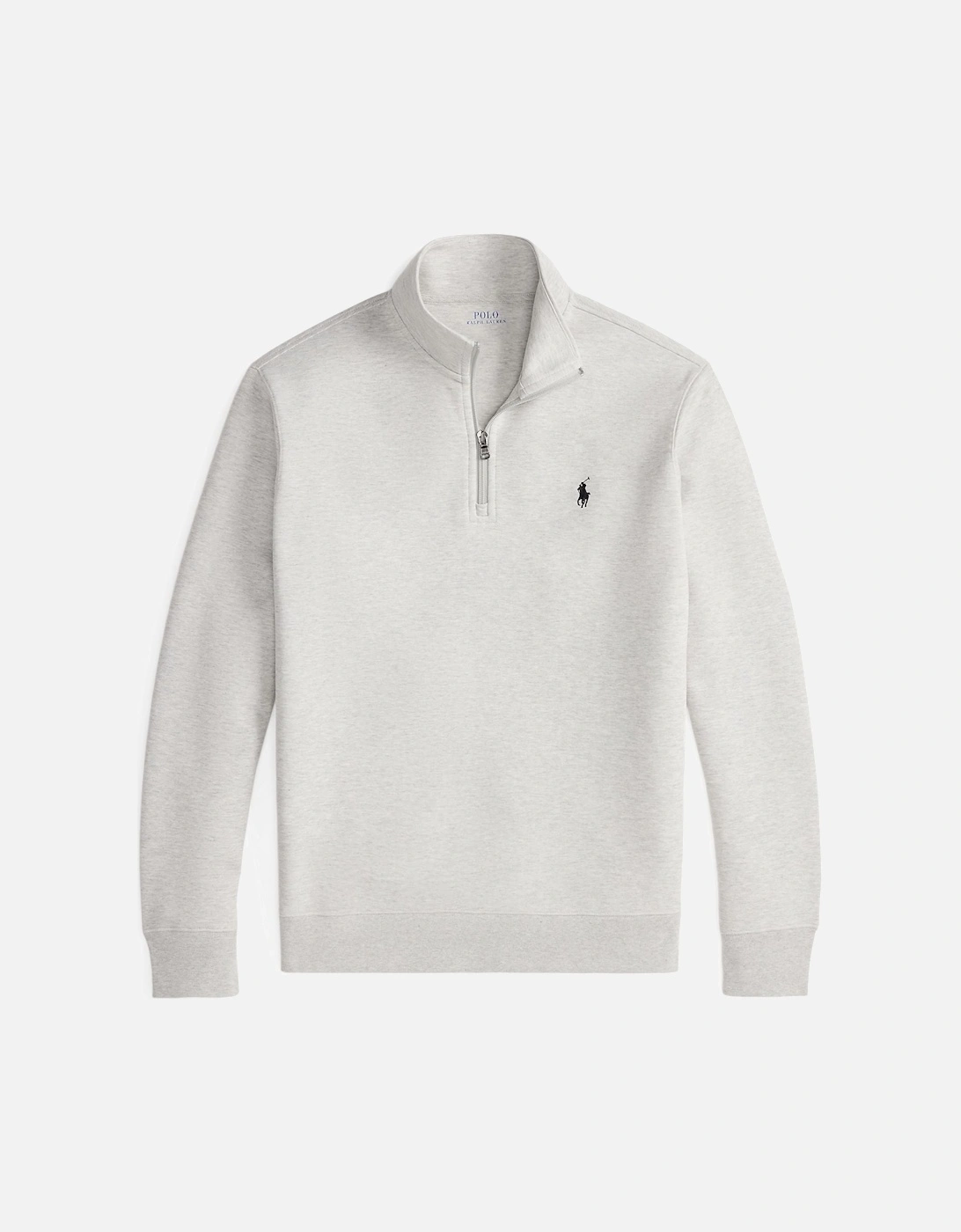 Men's Ralph Lauren Double-Knit Quarter-Zip Pullover - Heather Grey - Size: SMALL