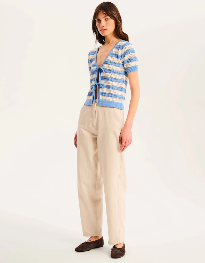 Harper Stripe Knit Top in Blue and White