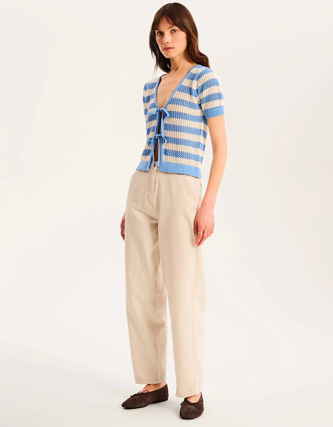 Harper Stripe Knit Top in Blue and White