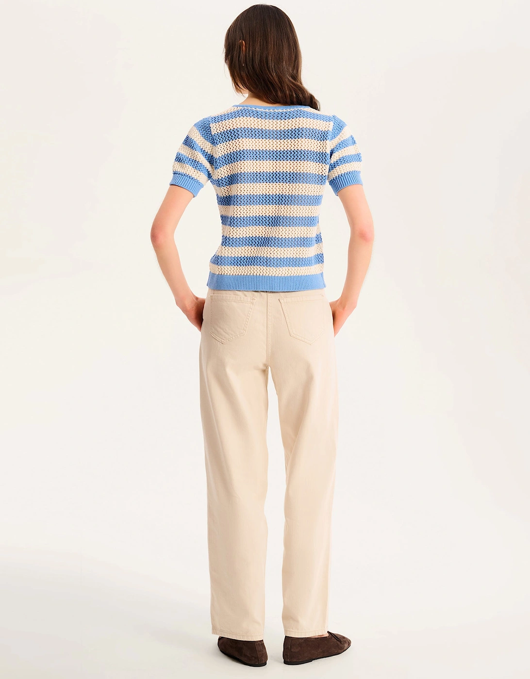 Harper Stripe Knit Top in Blue and White