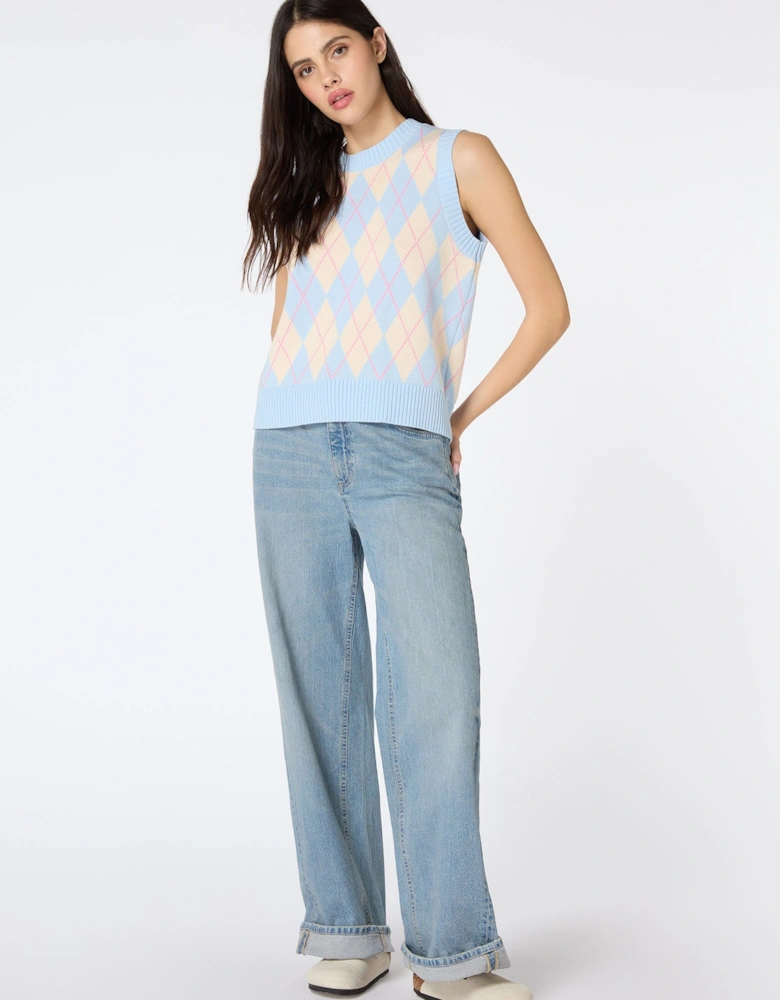 Bobbi Sweater Vest in Peach and Blue