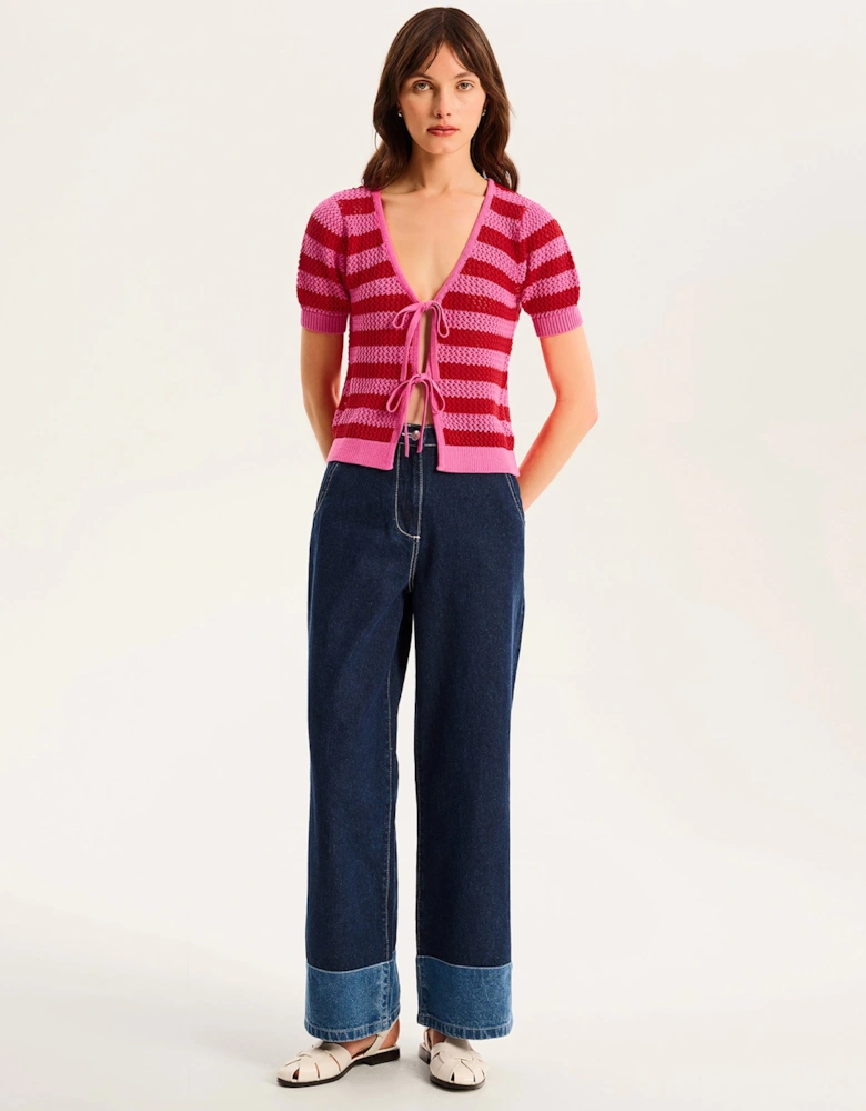 Harper Stripe Knit Top in Pink/Red