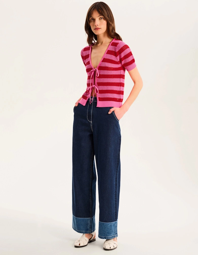Harper Stripe Knit Top in Pink/Red