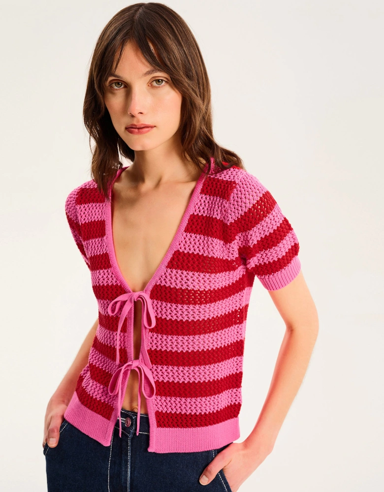 Harper Stripe Knit Top in Pink/Red