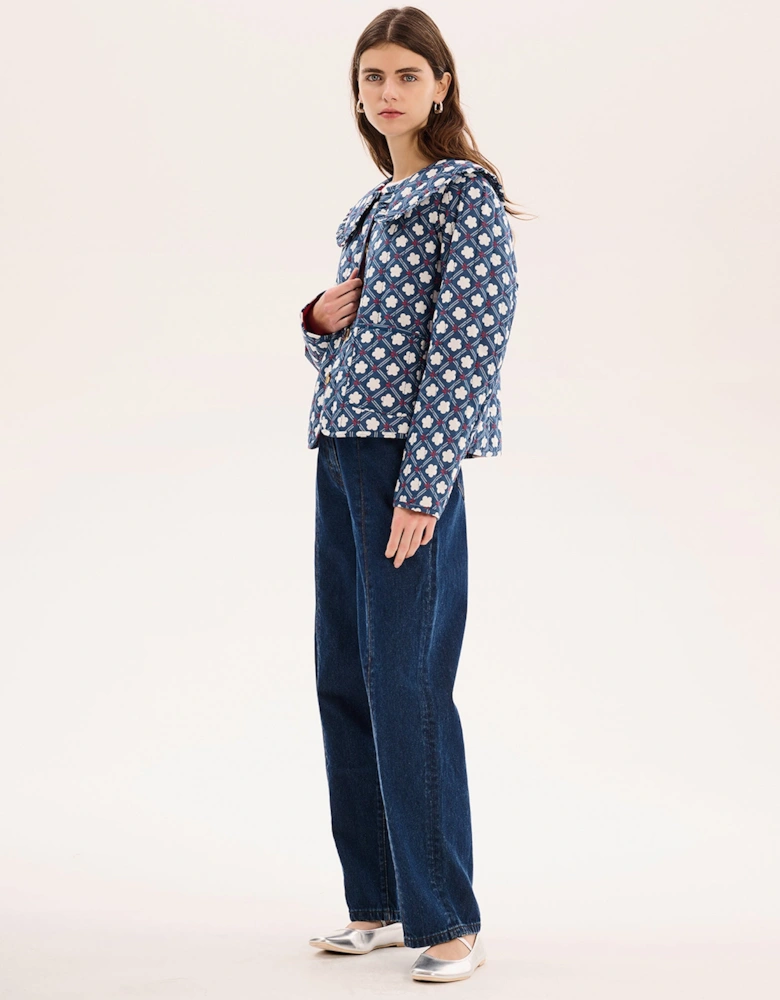 Peggy Quilted Jacket in Floral Check