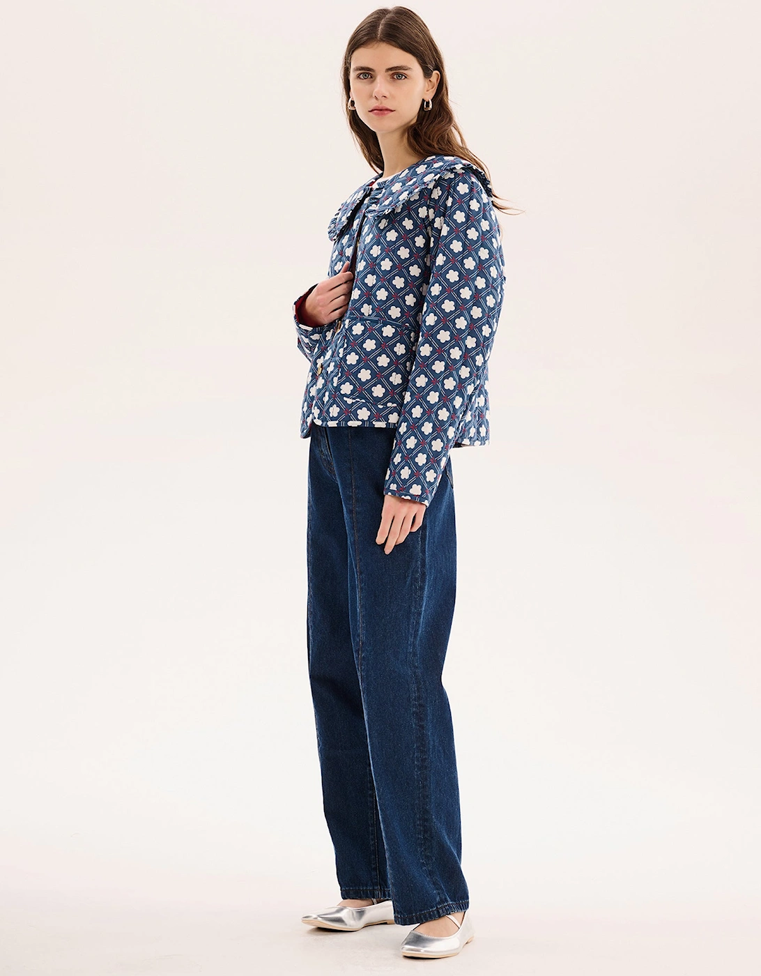 Peggy Quilted Jacket in Floral Check