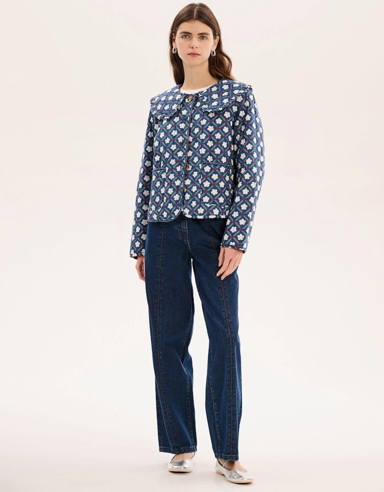 Peggy Quilted Jacket in Floral Check