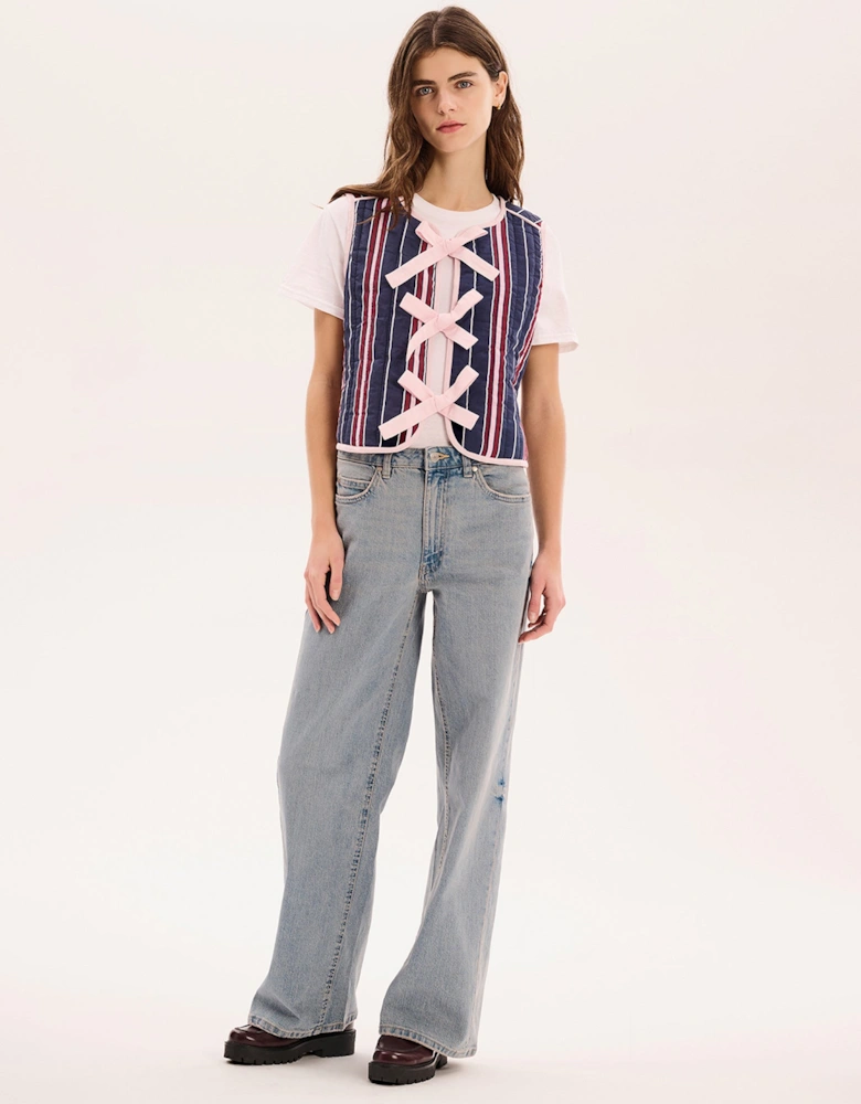 Jojo Quilted Gilet in Navy Stripe