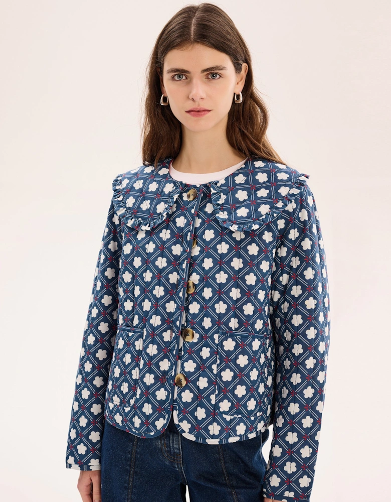 Peggy Quilted Jacket in Floral Check