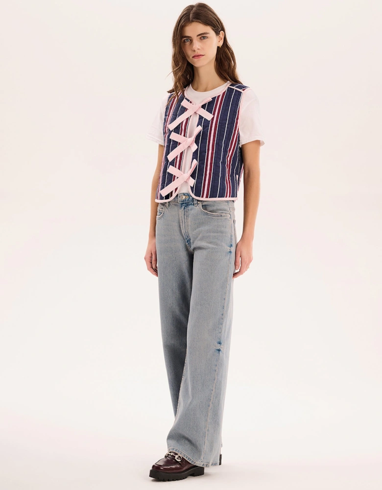Jojo Quilted Gilet in Navy Stripe