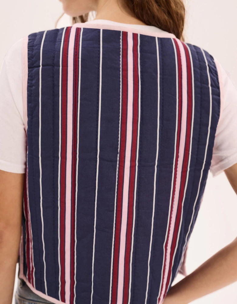 Jojo Quilted Gilet in Navy Stripe