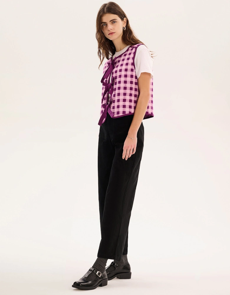 Jojo Quilted Gilet in Pink Gingham