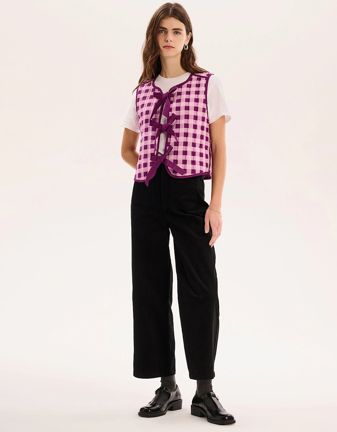 Jojo Quilted Gilet in Pink Gingham, 7 of 6
