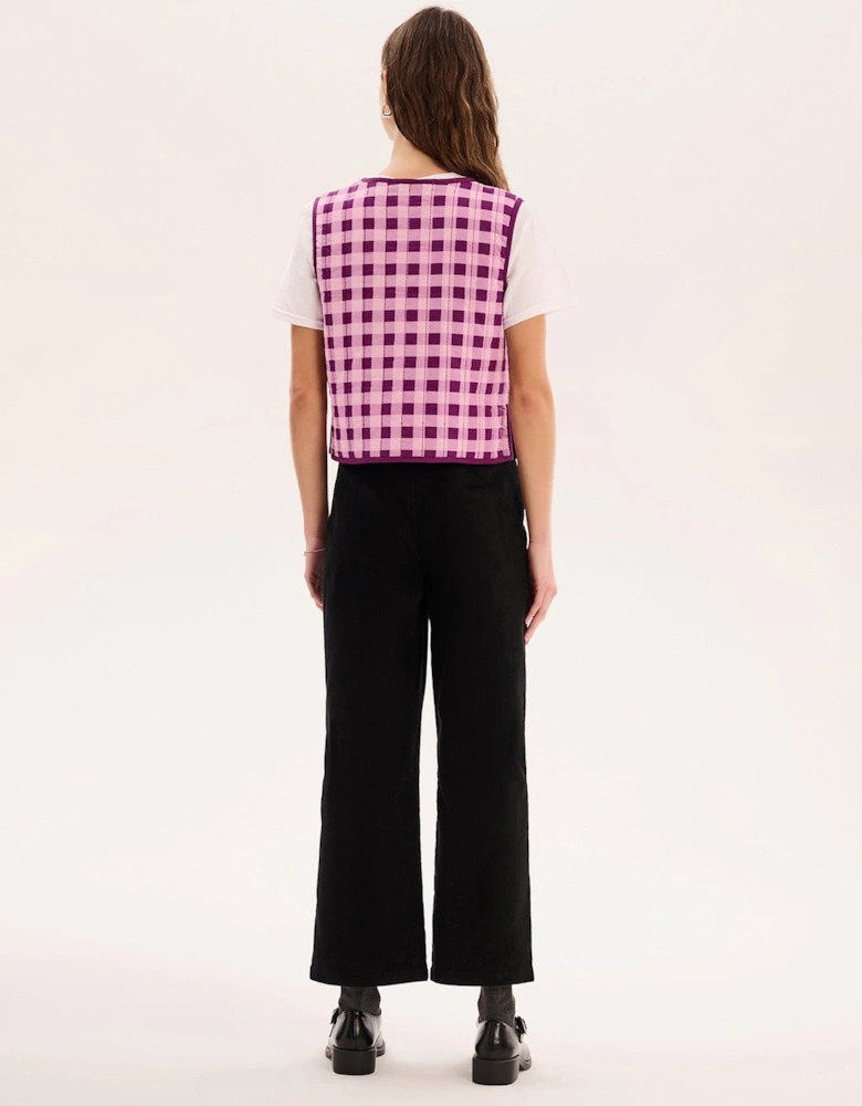 Jojo Quilted Gilet in Pink Gingham