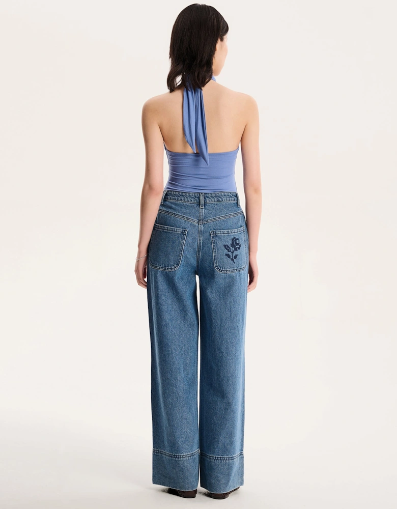 Nelson Halter Neck Top in Blue