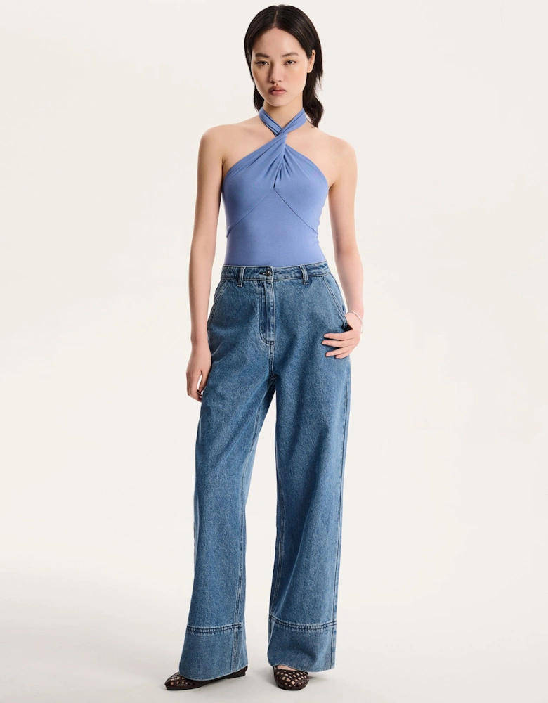 Nelson Halter Neck Top in Blue