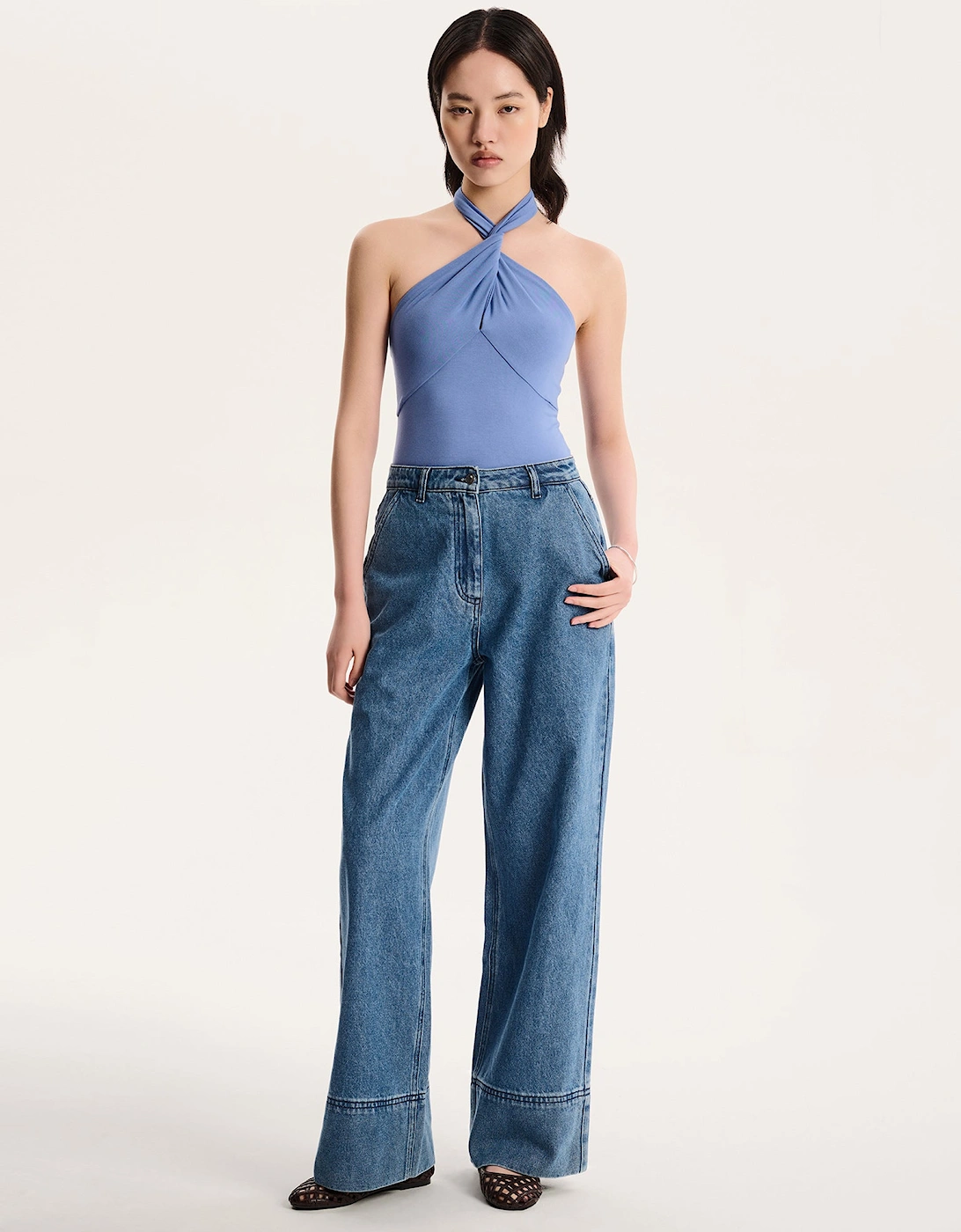 Nelson Halter Neck Top in Blue