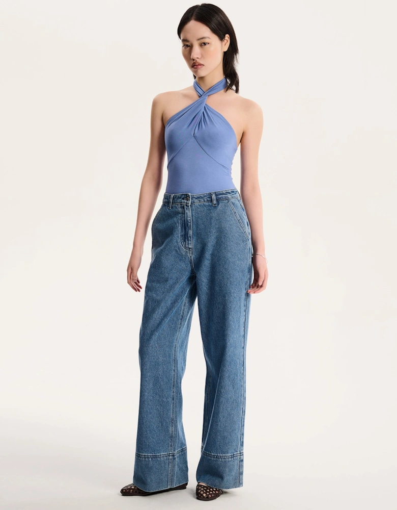 Nelson Halter Neck Top in Blue