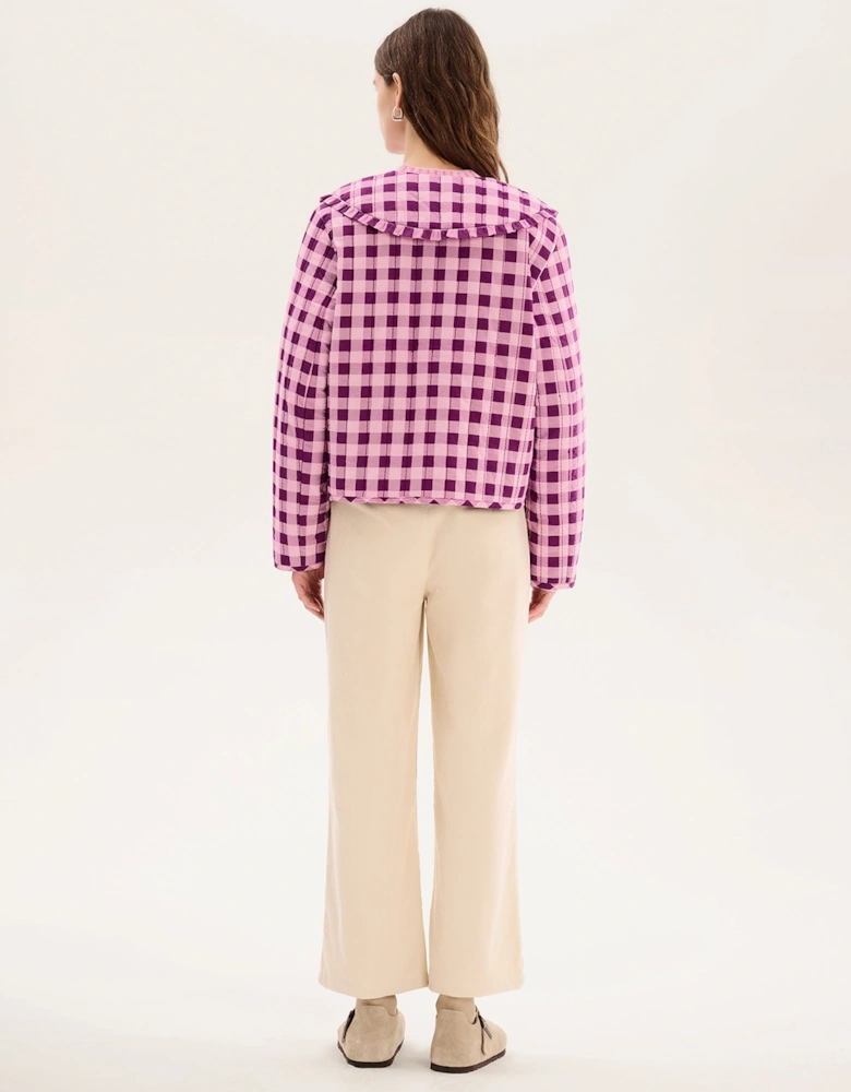Peggy Quilted Jacket in Pink Gingham