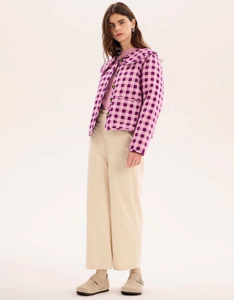 Peggy Quilted Jacket in Pink Gingham