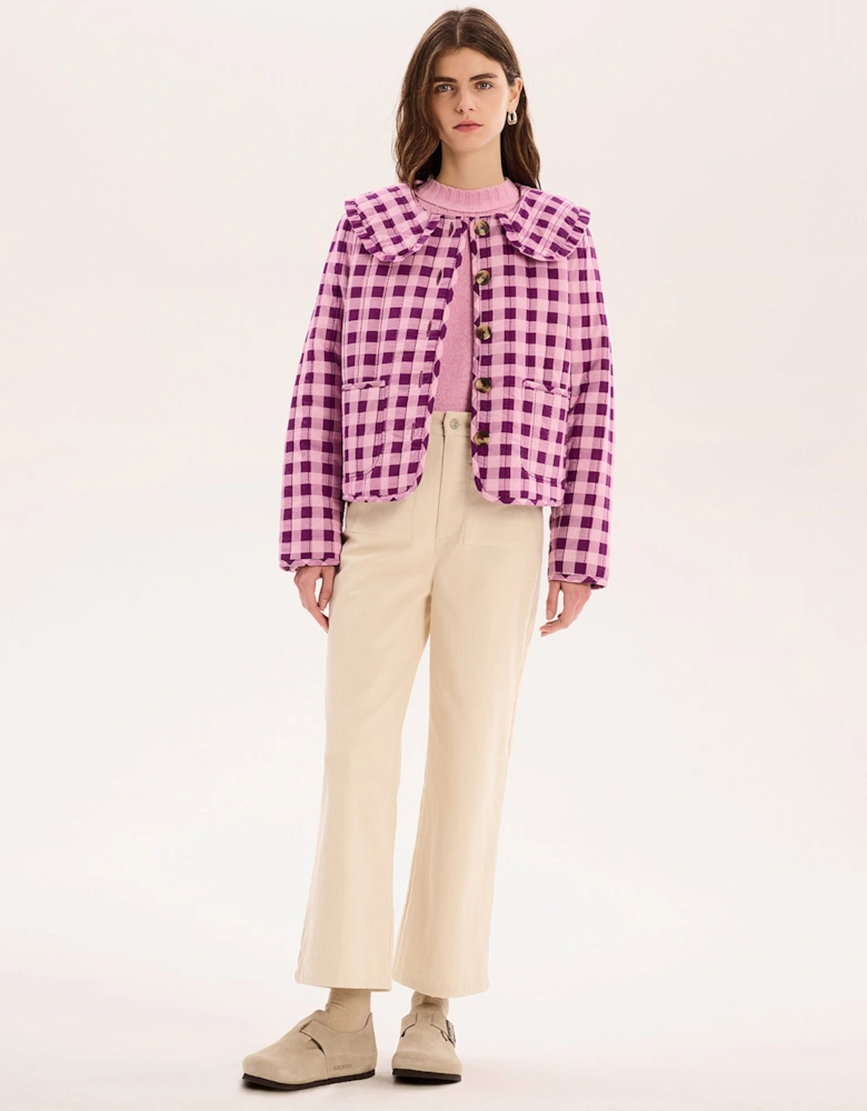 Peggy Quilted Jacket in Pink Gingham