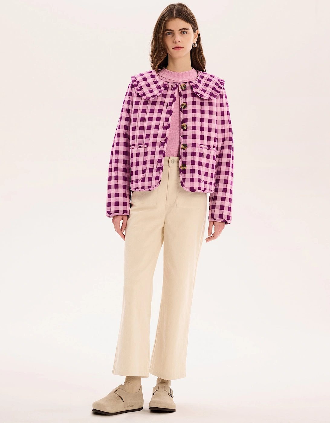 Peggy Quilted Jacket in Pink Gingham, 7 of 6
