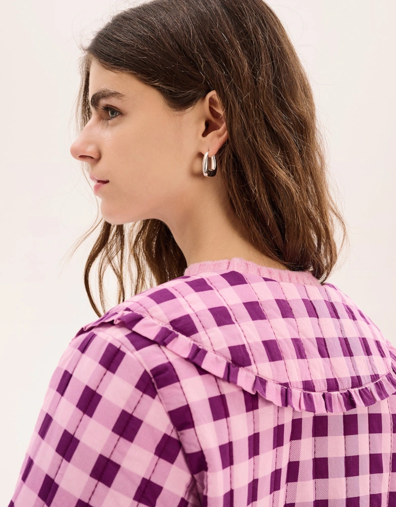 Peggy Quilted Jacket in Pink Gingham