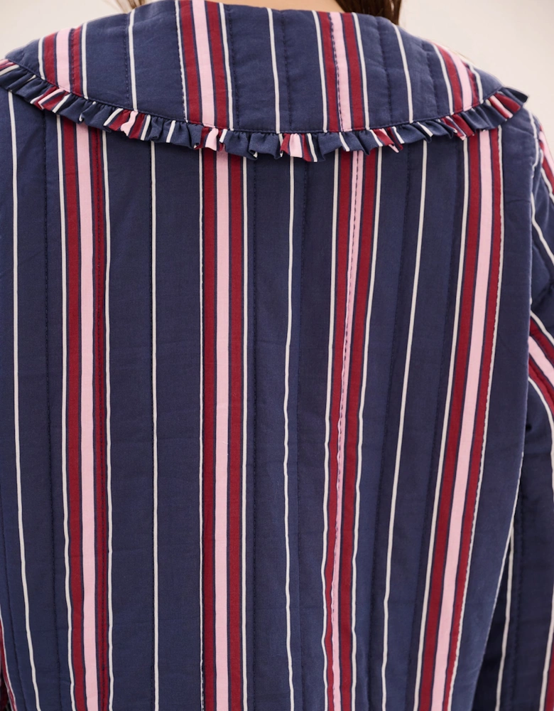 Peggy Quilted Jacket in Navy Stripe
