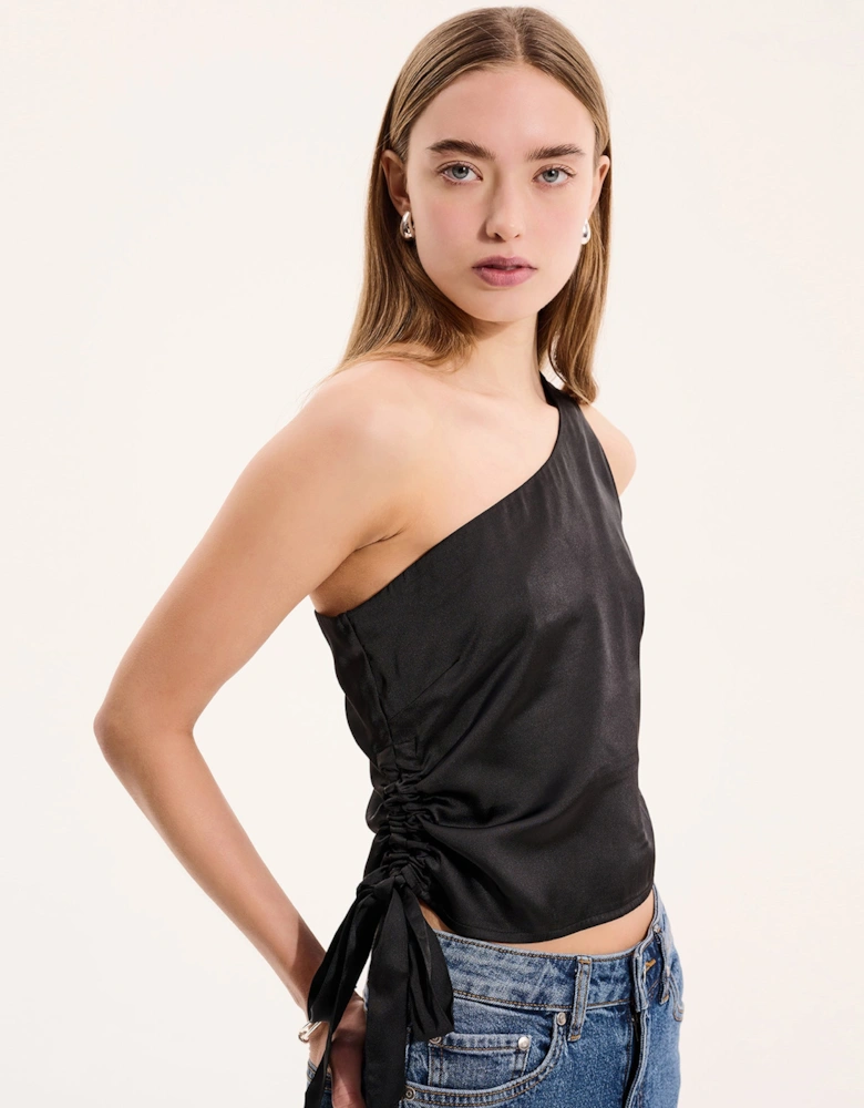 Sweeny One Shoulder Top in Black
