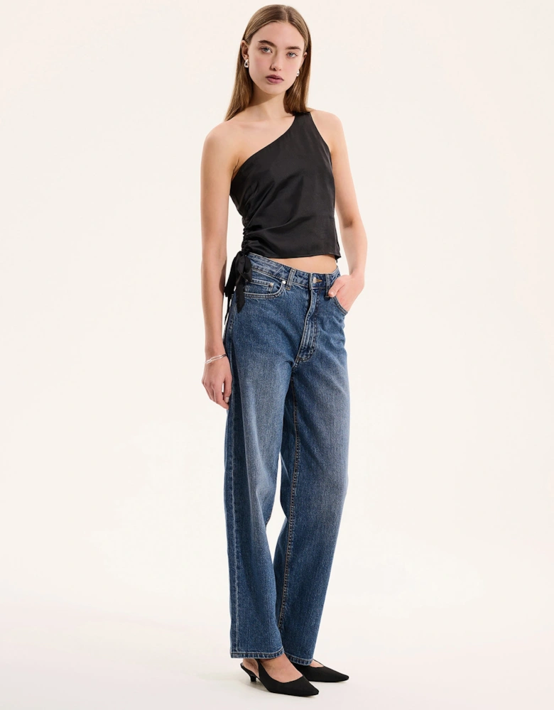 Sweeny One Shoulder Top in Black