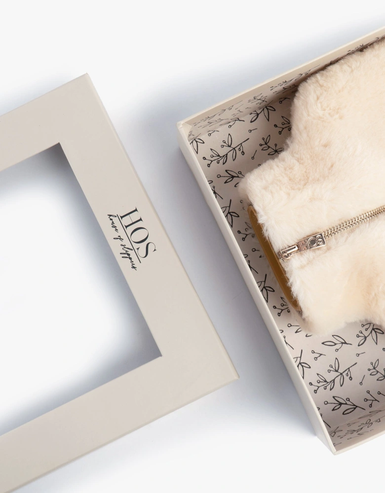 CLARA Faux Fur Hot Water Bottle Cover Cream