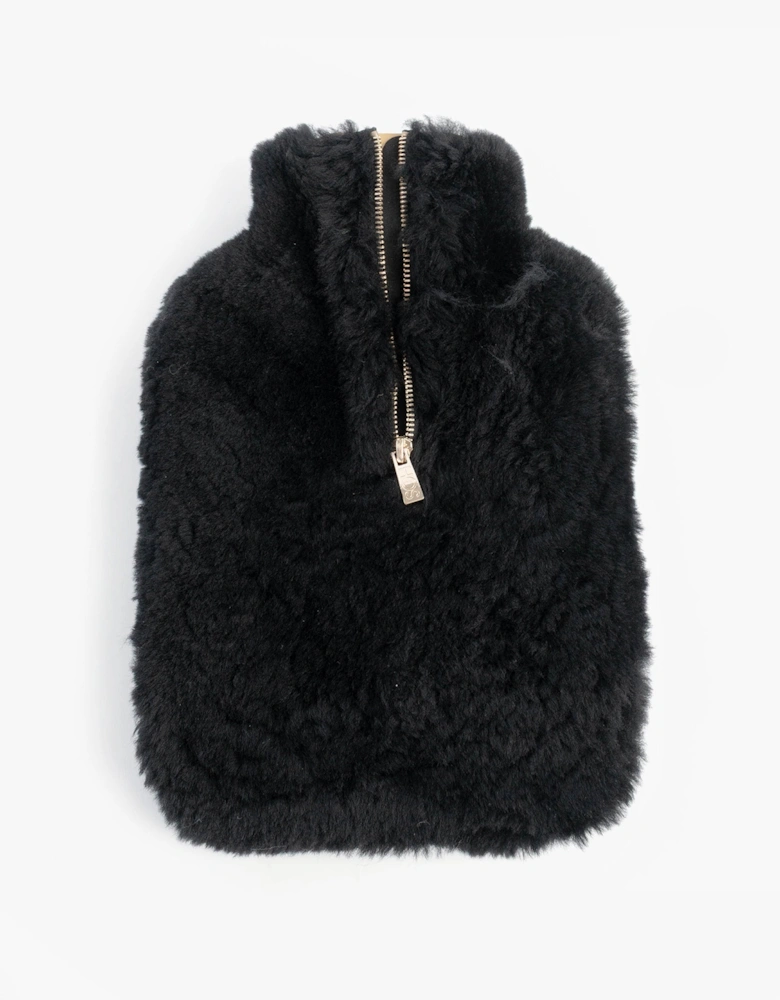 IRIS Sheepskin Hot Water Bottle Black