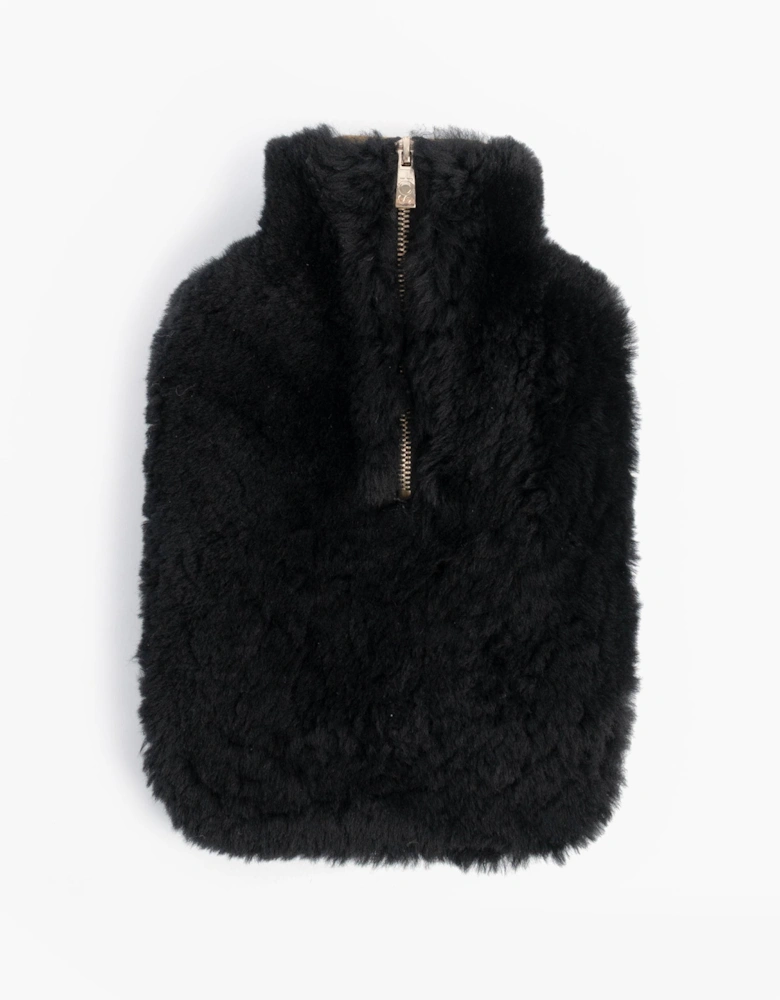 IRIS Sheepskin Hot Water Bottle Black