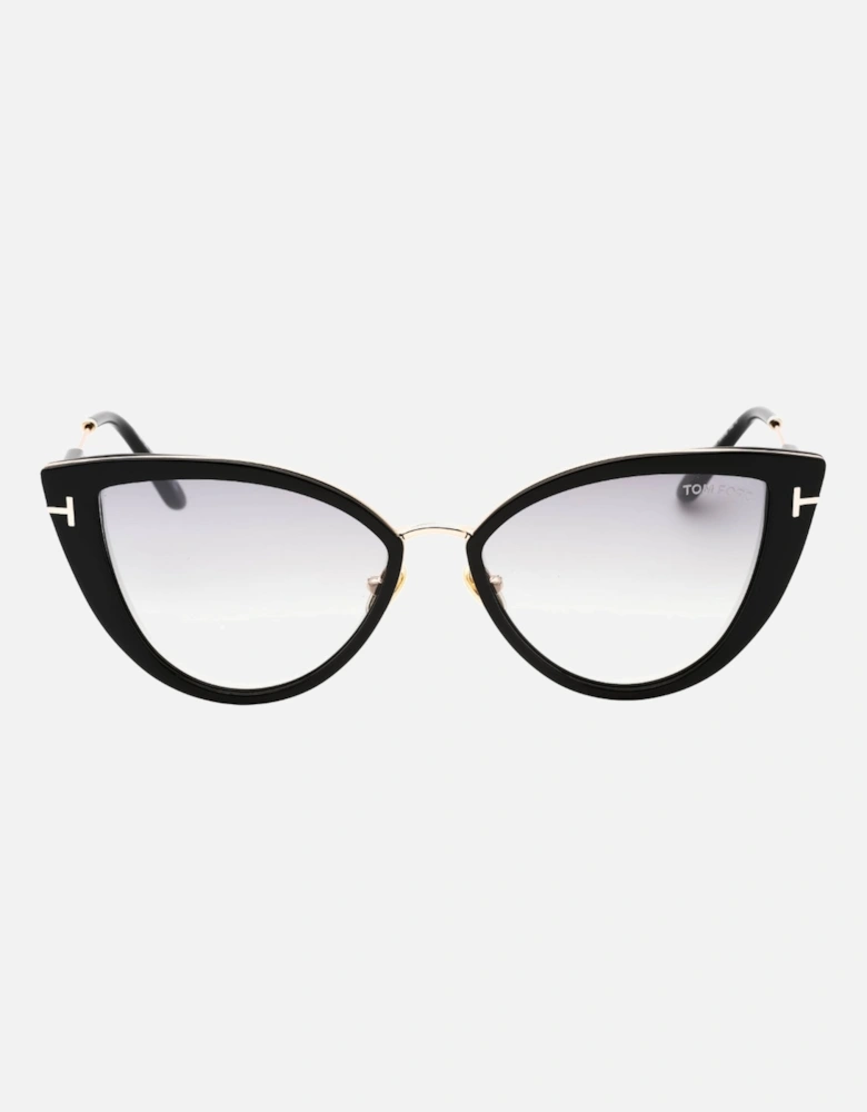Anjelica-02 Smoke Mirror Lens Shiny Black Sunglasses