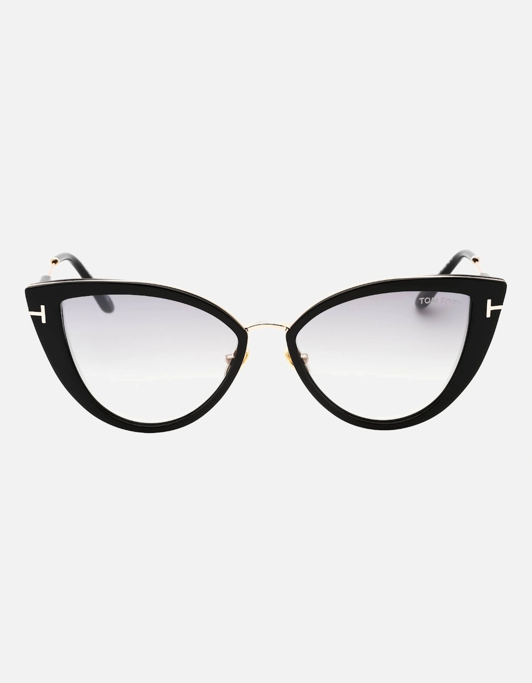 Anjelica-02 Smoke Mirror Lens Shiny Black Sunglasses