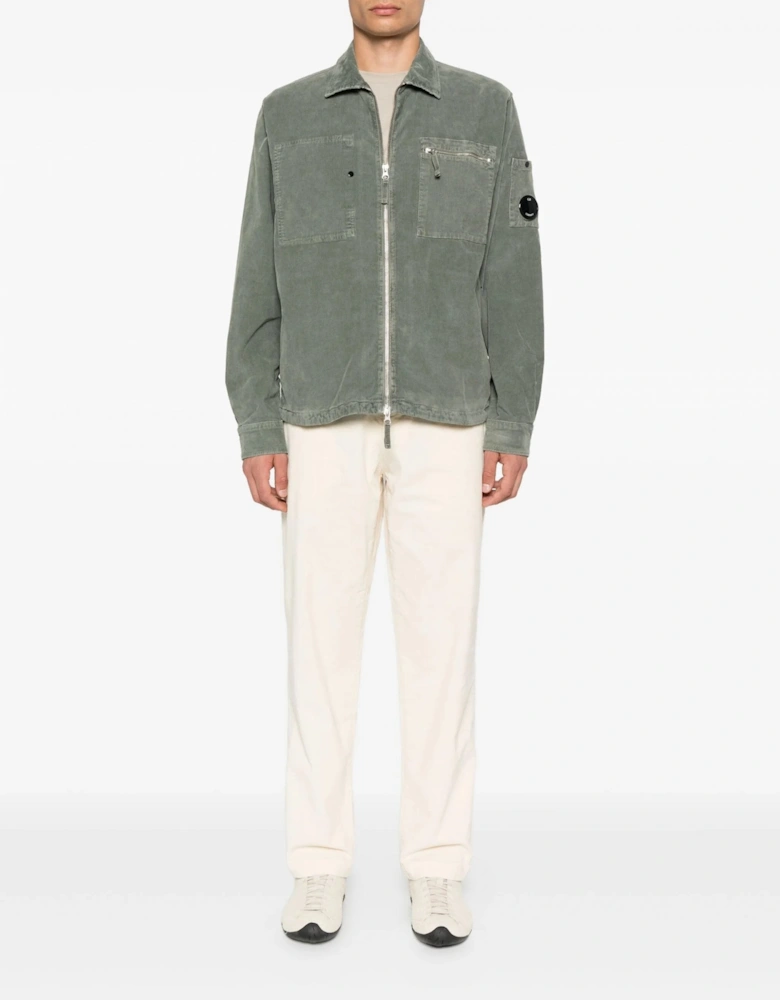 Corduroy Zip Overshirt Green