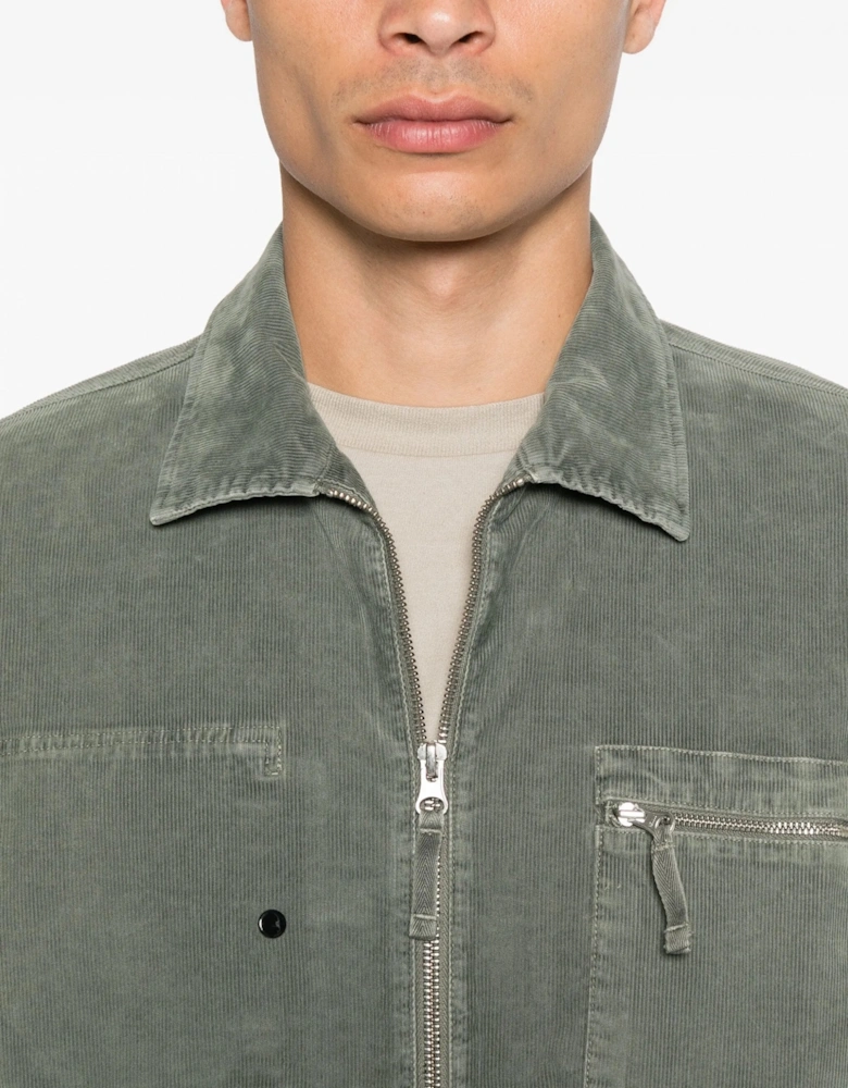 Corduroy Zip Overshirt Green